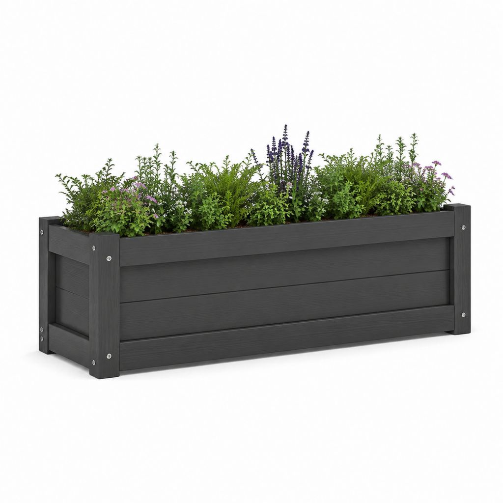 Hochbeet Pflanzkasten Anthrazit WPC rechteckig 120 x 40 x 40 cm
