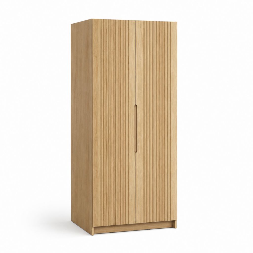 Kleiderschrank 2-türig Natur Eichenfurnier rechteckig 90 x 55 x 200 cm