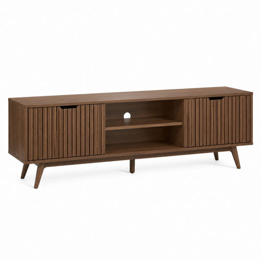 TV-Lowboard Nussbraun aus Spanplatte und MDF 160 x 40 x 55 cm mit Schiebetüren
