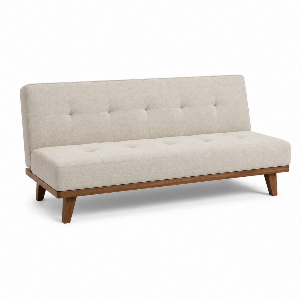 3-Sitzer Sofa Beige mit Polyesterbezug und Massivholzgestell 190 x 86 x 84 cm