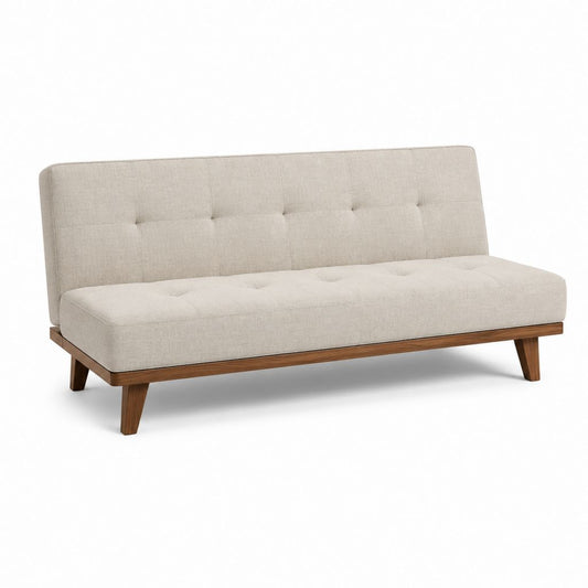 3-Sitzer Sofa Beige mit Polyesterbezug und Massivholzgestell 190 x 86 x 84 cm