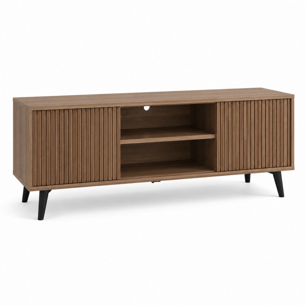 TV-Lowboard Nussbaum Braun MDF rechteckig 160 x 40 x 60 cm mit Schiebetüren
