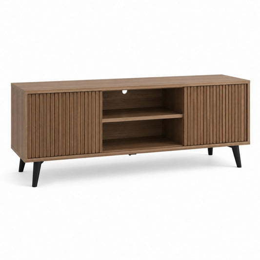 TV-Lowboard Nussbaum Braun MDF rechteckig 160 x 40 x 60 cm mit Schiebetüren
