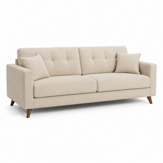 3-Sitzer Sofa Beige Polyester Rechteckig 210 x 90 x 85 cm