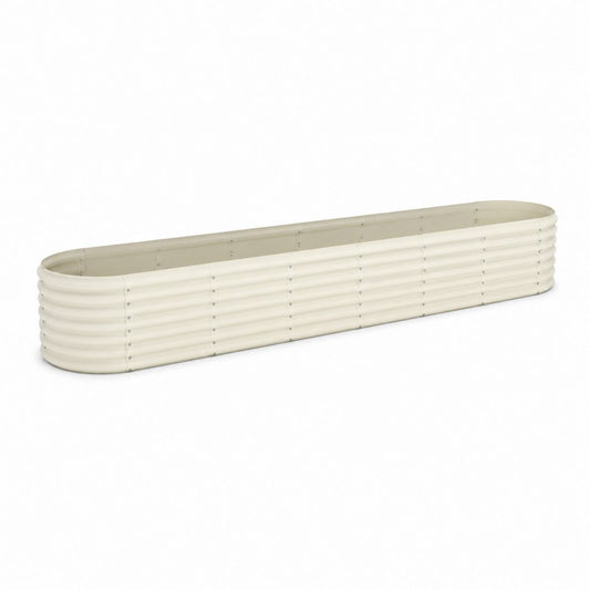 Hochbeet aus verzinktem Stahl in Creme oval 180 x 60 x 45 cm