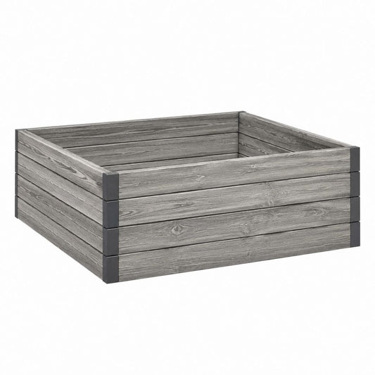 Hochbeet Grau aus WPC und Aluminium quadratisch 100 x 100 x 54 cm