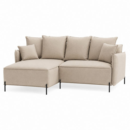 Ecksofa mit Recamiere Beige Polyester L-Form 250 x 165 x 85 cm