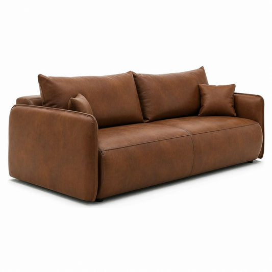 2-Sitzer Sofa cognacbraun aus PU-Kunstleder rechteckig 190 x 90 x 85 cm