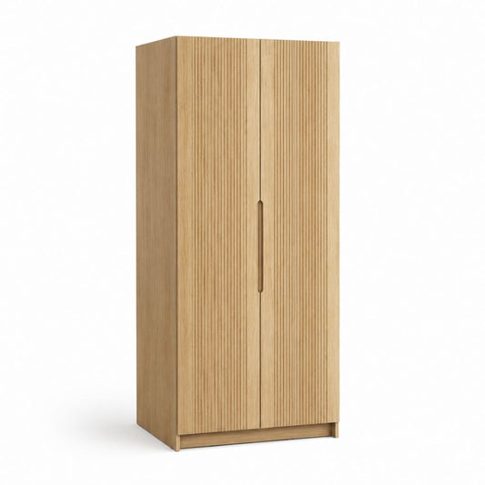 Kleiderschrank 2-türig Natur Eichenfurnier rechteckig 90 x 55 x 200 cm