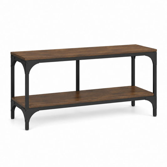 TV-Regal Braun Schwarz aus Spanplatte und Stahl rechteckig 120 x 40 x 60 cm