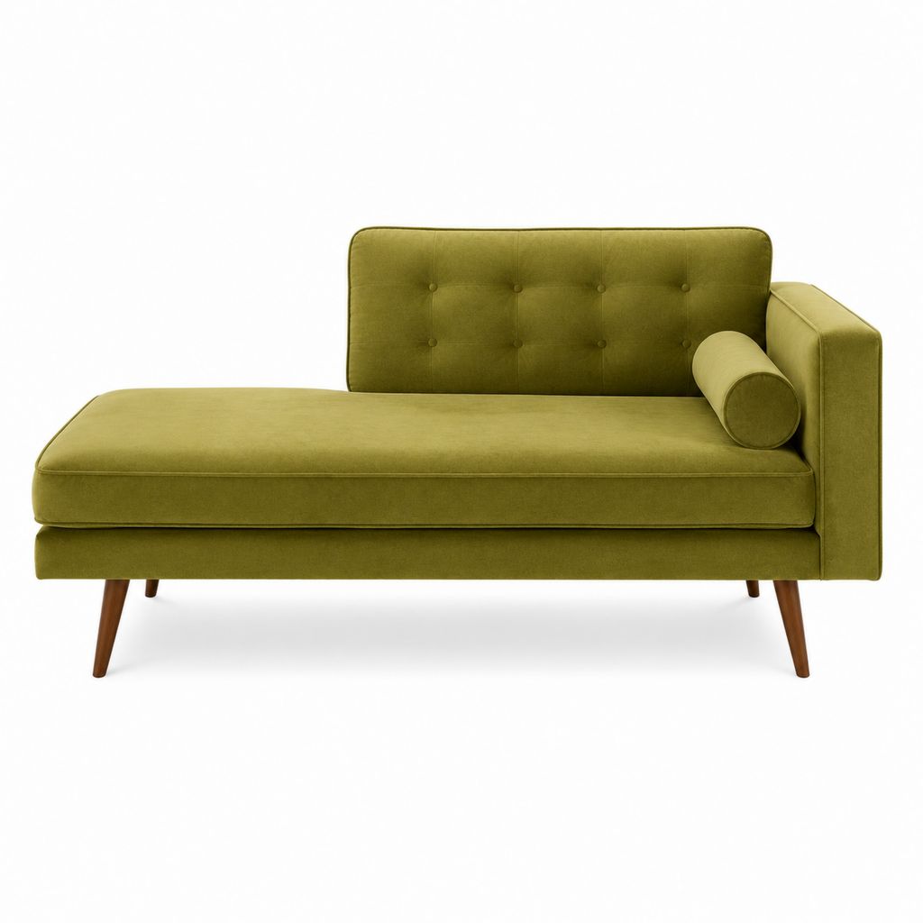 Chaiselongue Recamiere Olivgrün Polyester-Samt rechteckig 160 x 85 x 82 cm