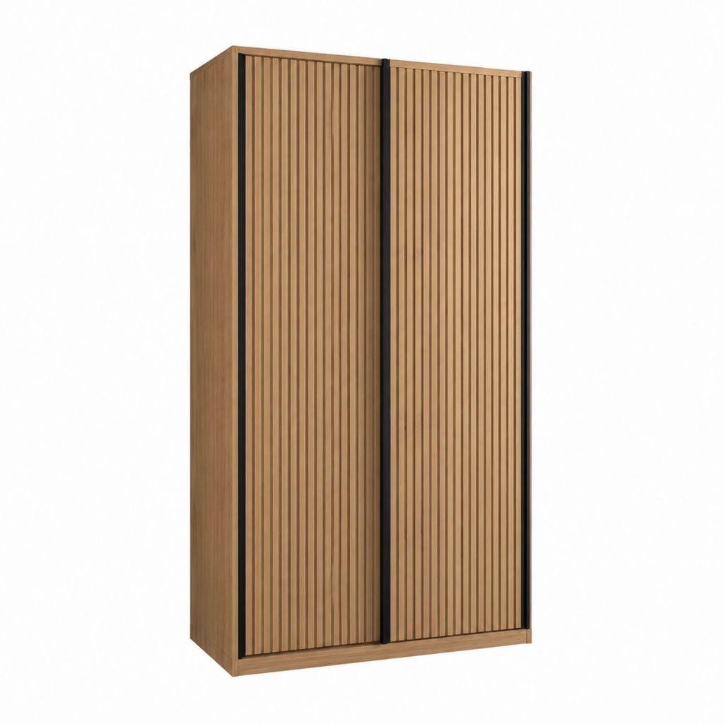 Schwebetürenschrank Eichefarben Schwarz aus melaminharzbeschichteter Spanplatte rechteckig 120 x 60 x 200 cm