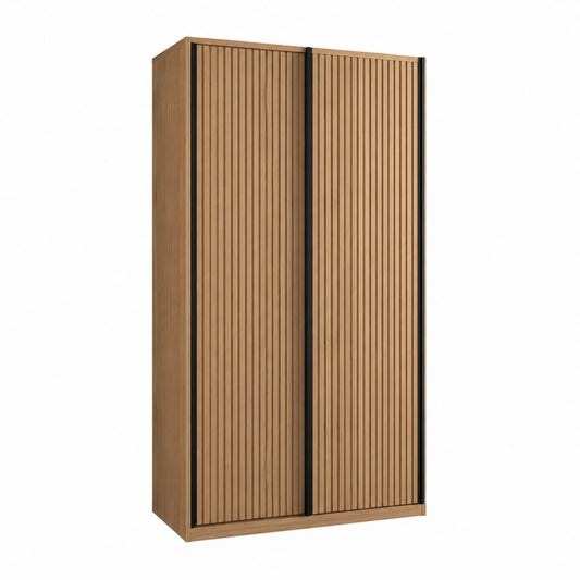 Schwebetürenschrank Eichefarben Schwarz aus melaminharzbeschichteter Spanplatte rechteckig 120 x 60 x 200 cm
