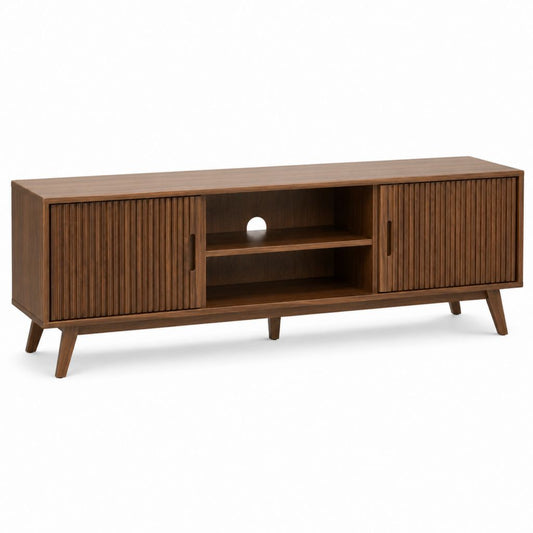TV Lowboard Walnussbraun MDF mit Walnussfurnier rechteckig 160 x 40 x 55 cm